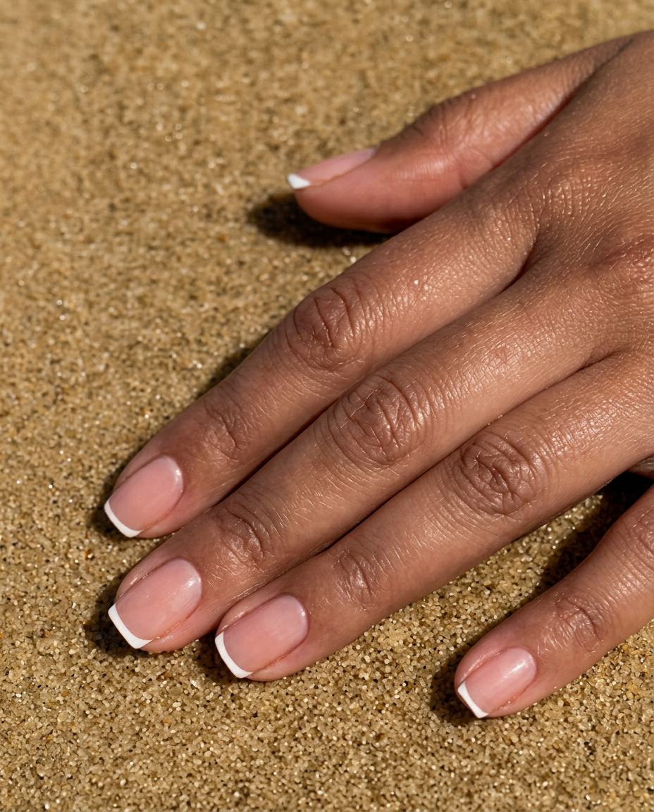 Tailored french manicure result from a D-luxe mobile nails Sydney appointment